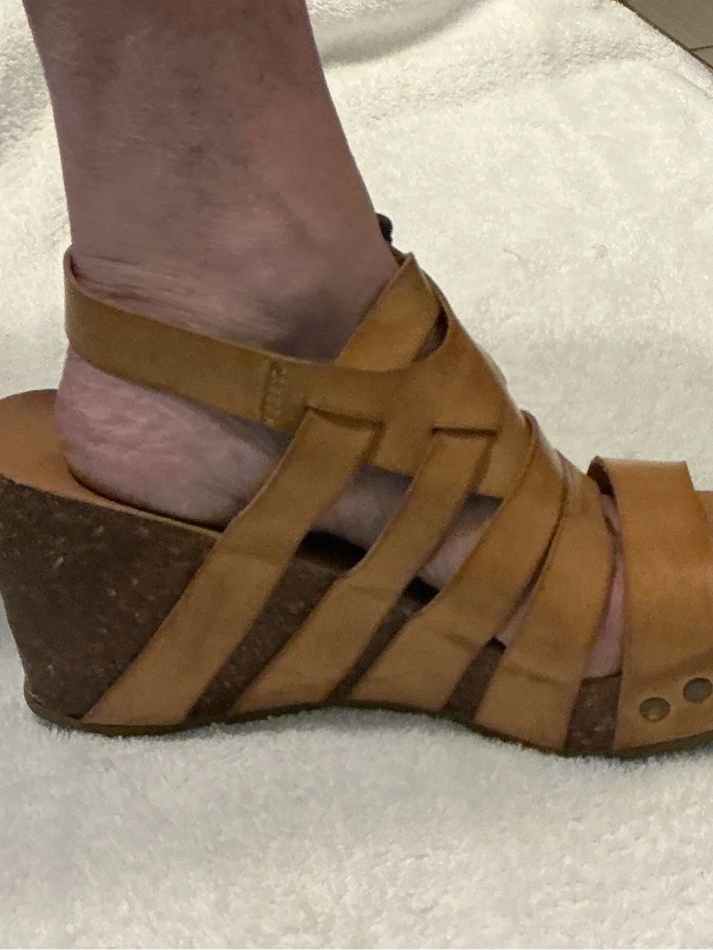 Blowfish Cognac Strappy Wedge Sandals